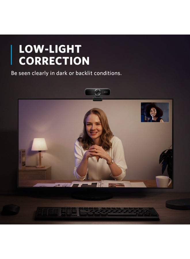 Anker PowerConf C302 Smart Full HD Webcam, AI-Powered Framing & Autofocus, 2K Webcam with Noise-Cancelling Microphones, Adjustable FoV, HDR, 30 FPS, Low-Light Correction, Streaming - Image 5